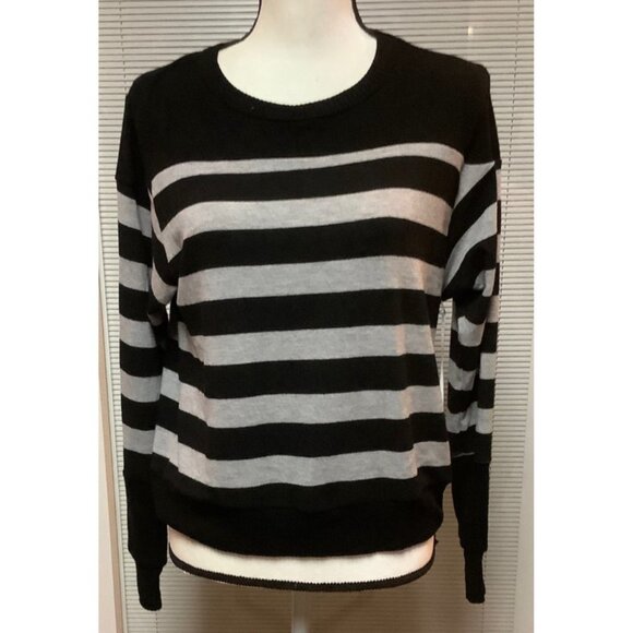 Red Haute Grey & Black Stripe Knit Blouse — NWT — SMALL - Picture 1 of 9